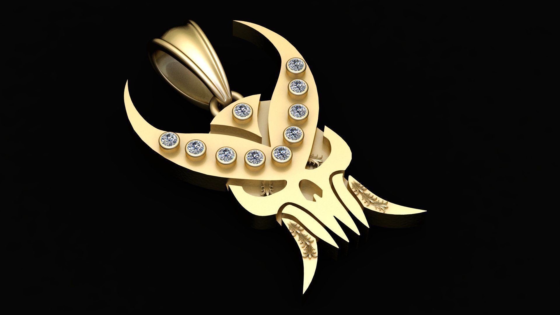 SKULL FACSE PENDANT  3D print model_2