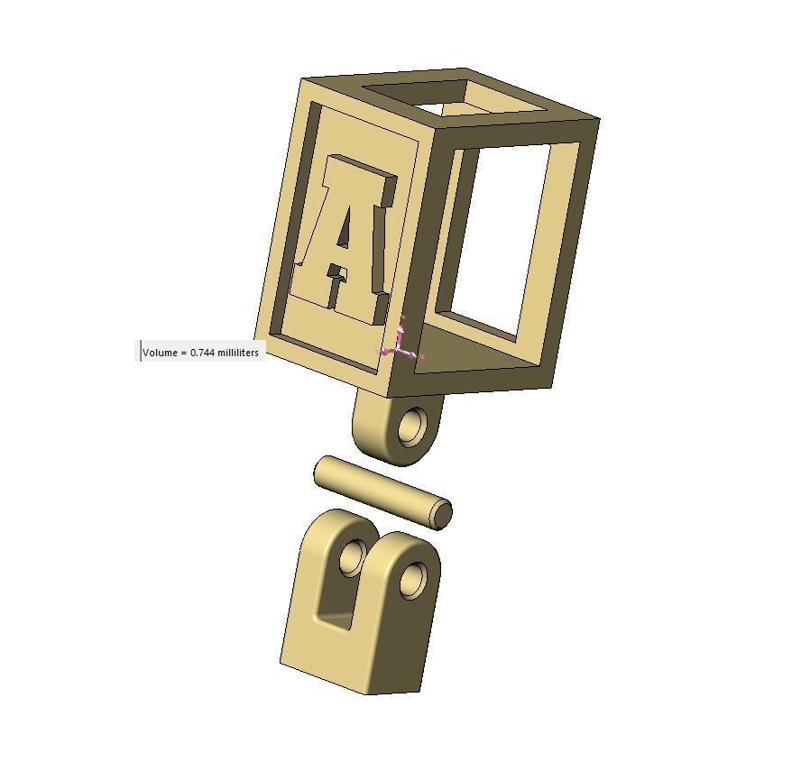 A letter varsity font 12x10x10mm enamel bail link 3D print model_13