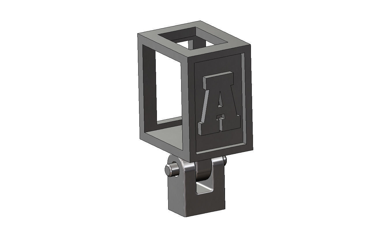 A letter varsity font 12x10x10mm enamel bail link 3D print model_12