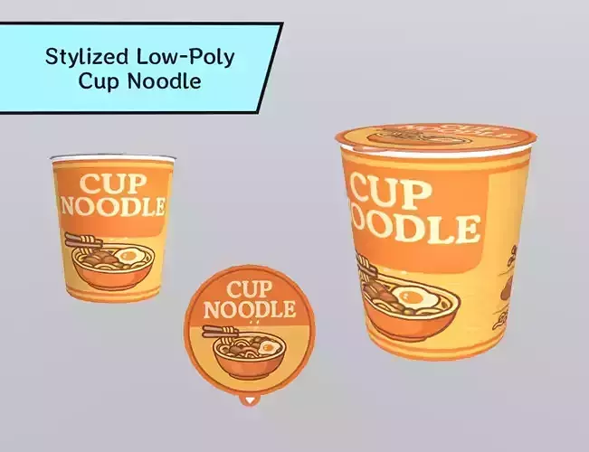 Stylized Low-Poly Cup Noodle Low-poly 3D model