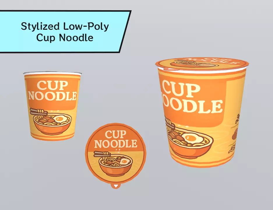 Stylized Low-Poly Cup Noodle Low-poly 3D model