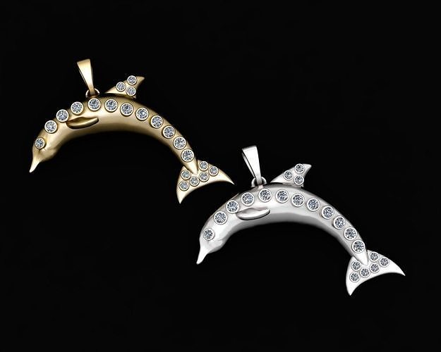 DOLPHIN GOLD DIAMOUND  PENDANT  3D print model