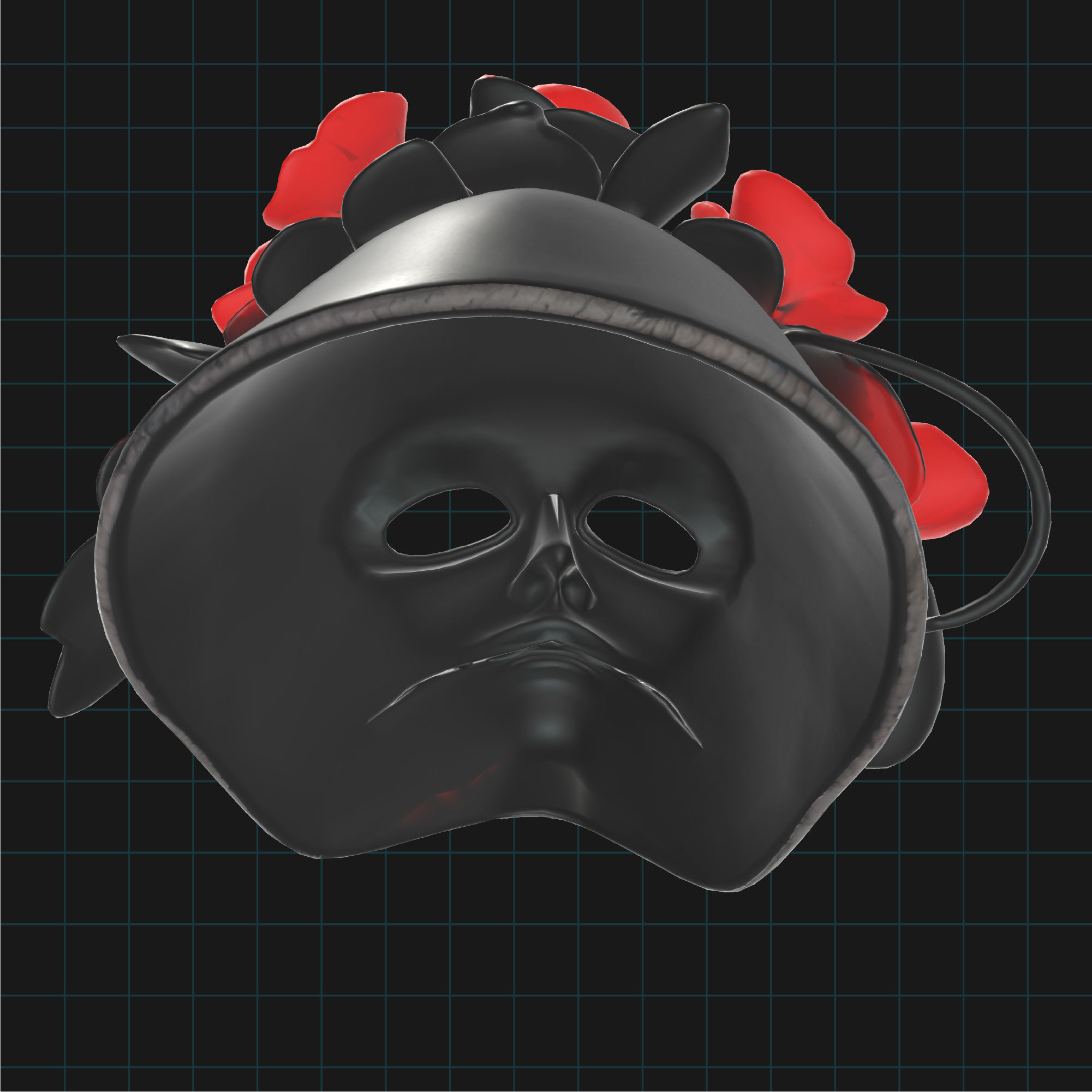 Day of the Dead Sugar Skull Mask with Red Roses 3D print model_4