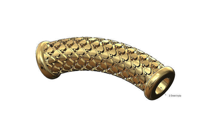 Ace of spades bracelet tube bead and charm 3D print model