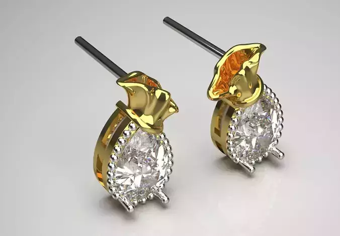 Diamond Bag Stud Earrings je0101