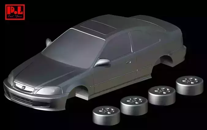 Honda Civic 6th Gen EM1 Si Coupe 1999-2000 3D print model