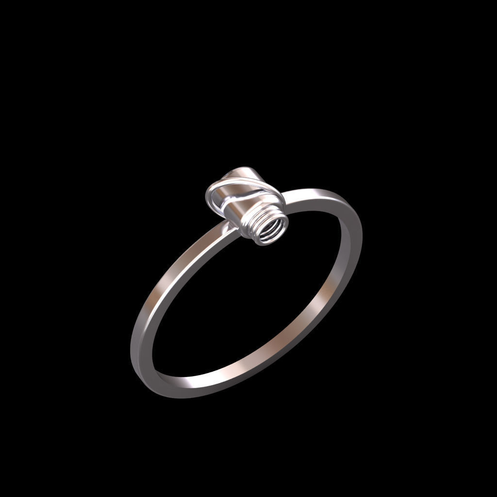 Minimalist Mechanical-Inspired Screw Ring 3D print model_1