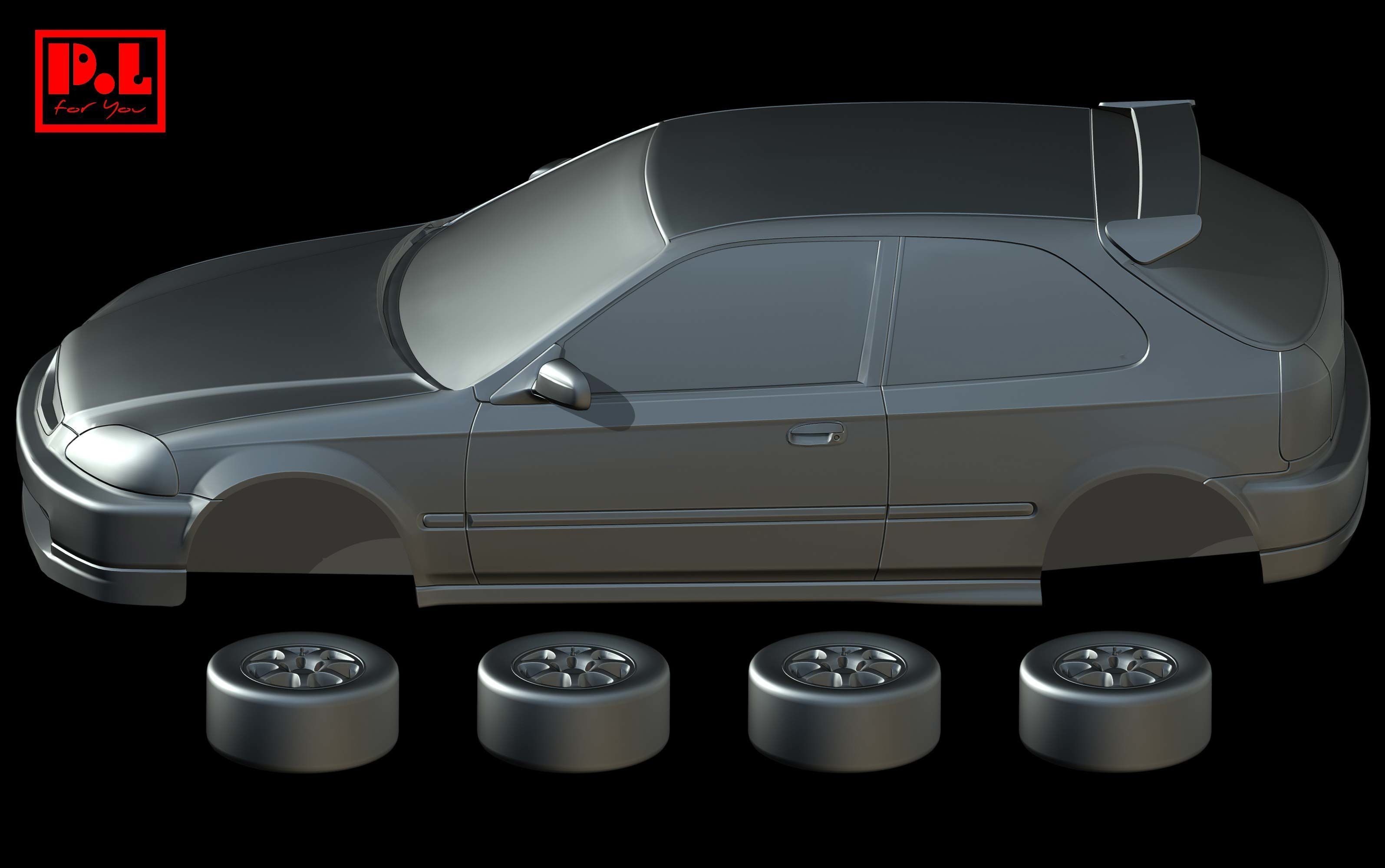 Honda Civic Type R 1st Gen EK9 1997-2000 3D print model_1