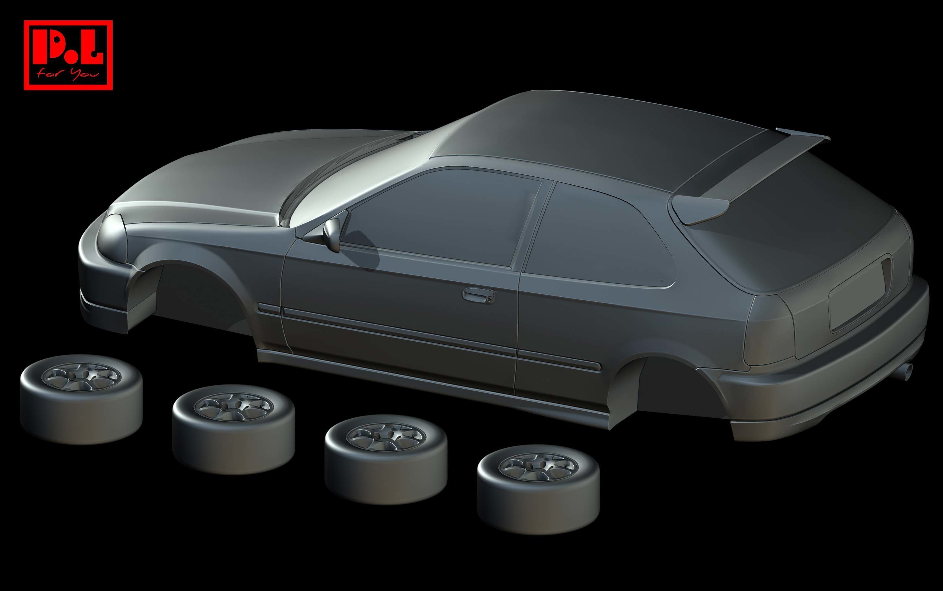 Honda Civic Type R 1st Gen EK9 1997-2000 3D print model_2