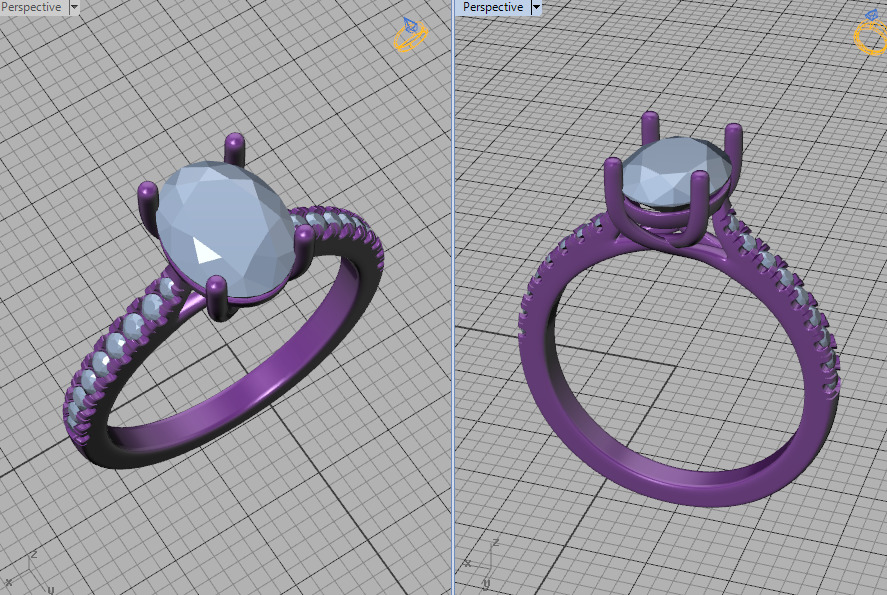 9x7 Oval Stone Trellis Engagement Ring Pave Setting 3dmodel 3D print model_11