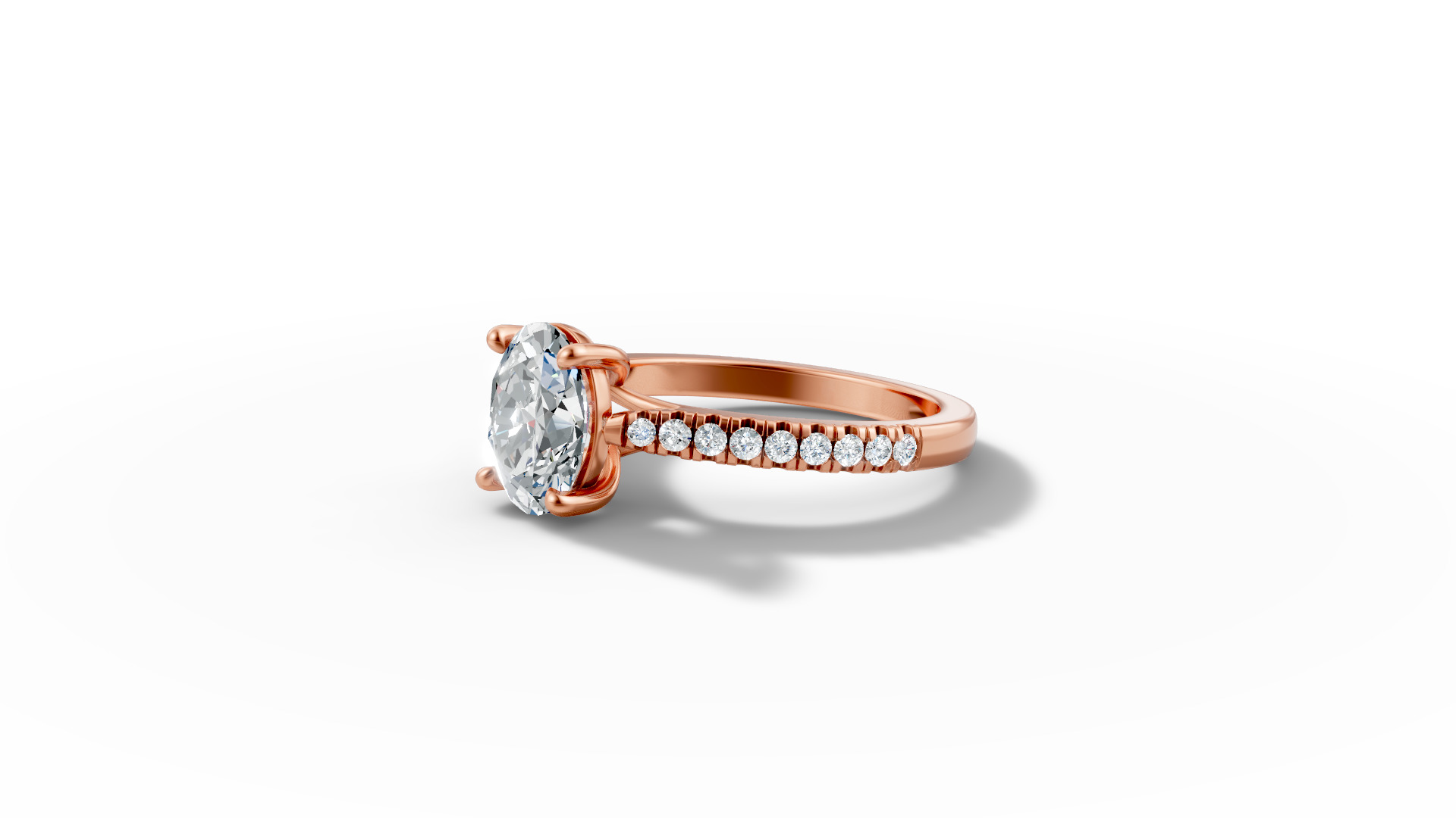 9x7 Oval Stone Trellis Engagement Ring Pave Setting 3dmodel 3D print model_30