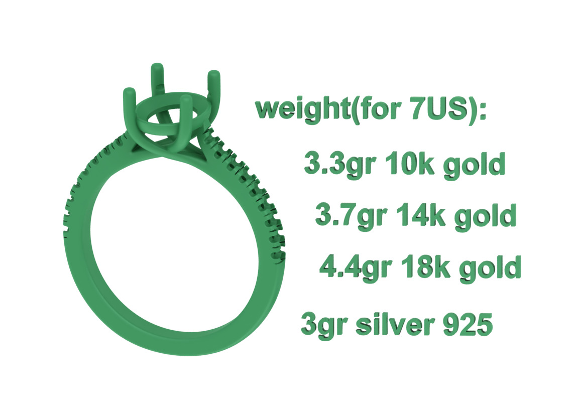 9x7 Oval Stone Trellis Engagement Ring Pave Setting 3dmodel 3D print model_8