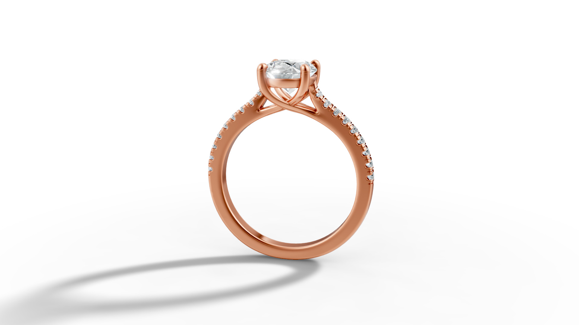 9x7 Oval Stone Trellis Engagement Ring Pave Setting 3dmodel 3D print model_33