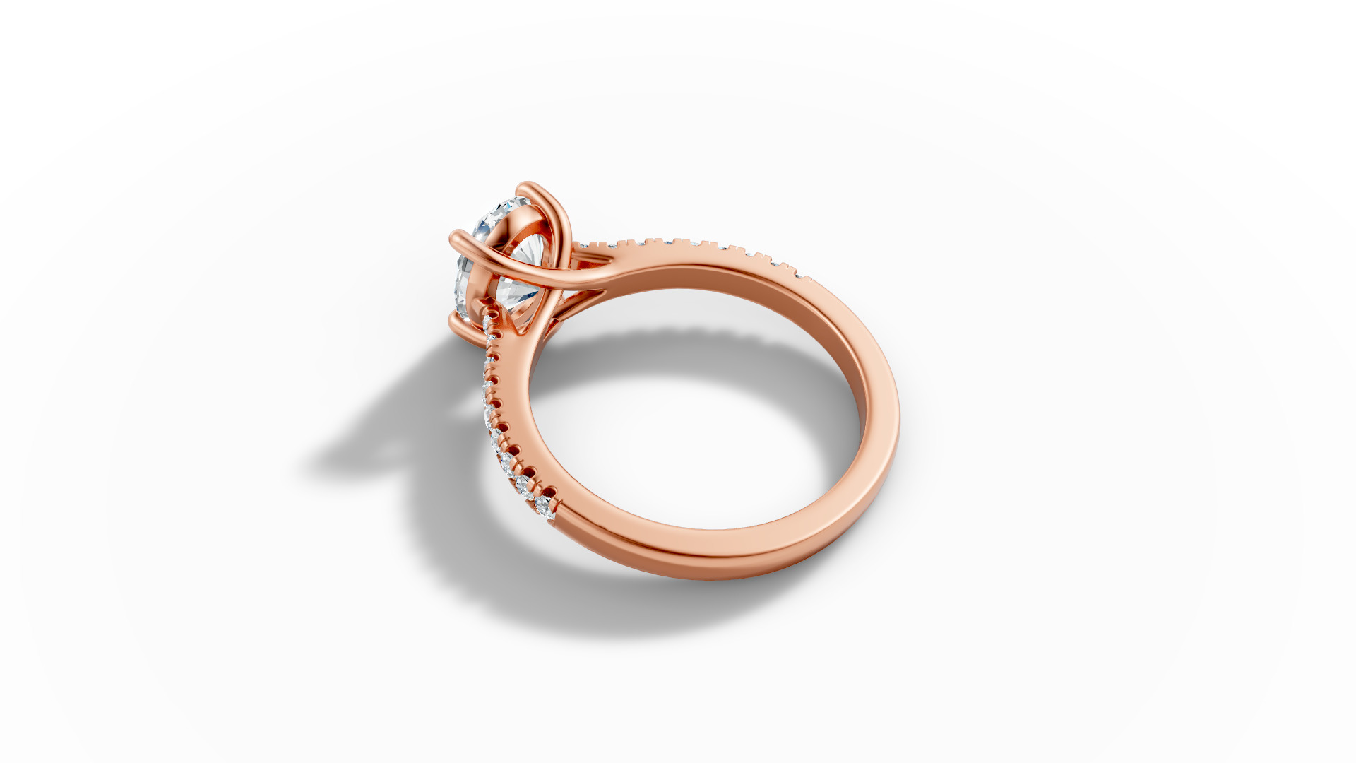 9x7 Oval Stone Trellis Engagement Ring Pave Setting 3dmodel 3D print model_15