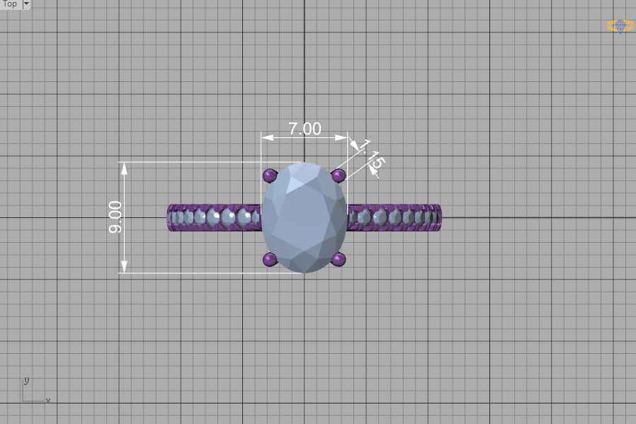 9x7 Oval Stone Trellis Engagement Ring Pave Setting 3dmodel 3D print model_42