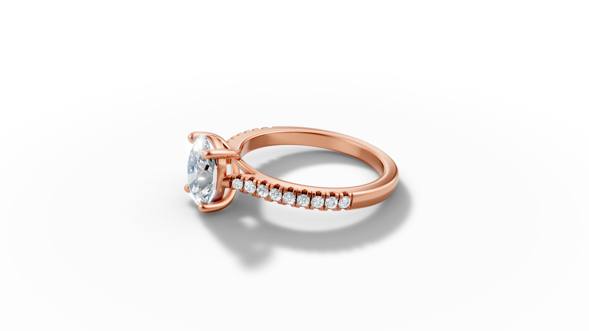 9x7 Oval Stone Trellis Engagement Ring Pave Setting 3dmodel 3D print model_39