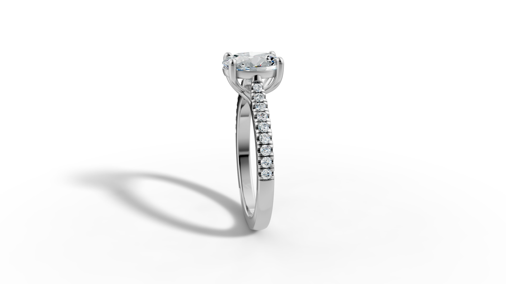 9x7 Oval Stone Trellis Engagement Ring Pave Setting 3dmodel 3D print model_20