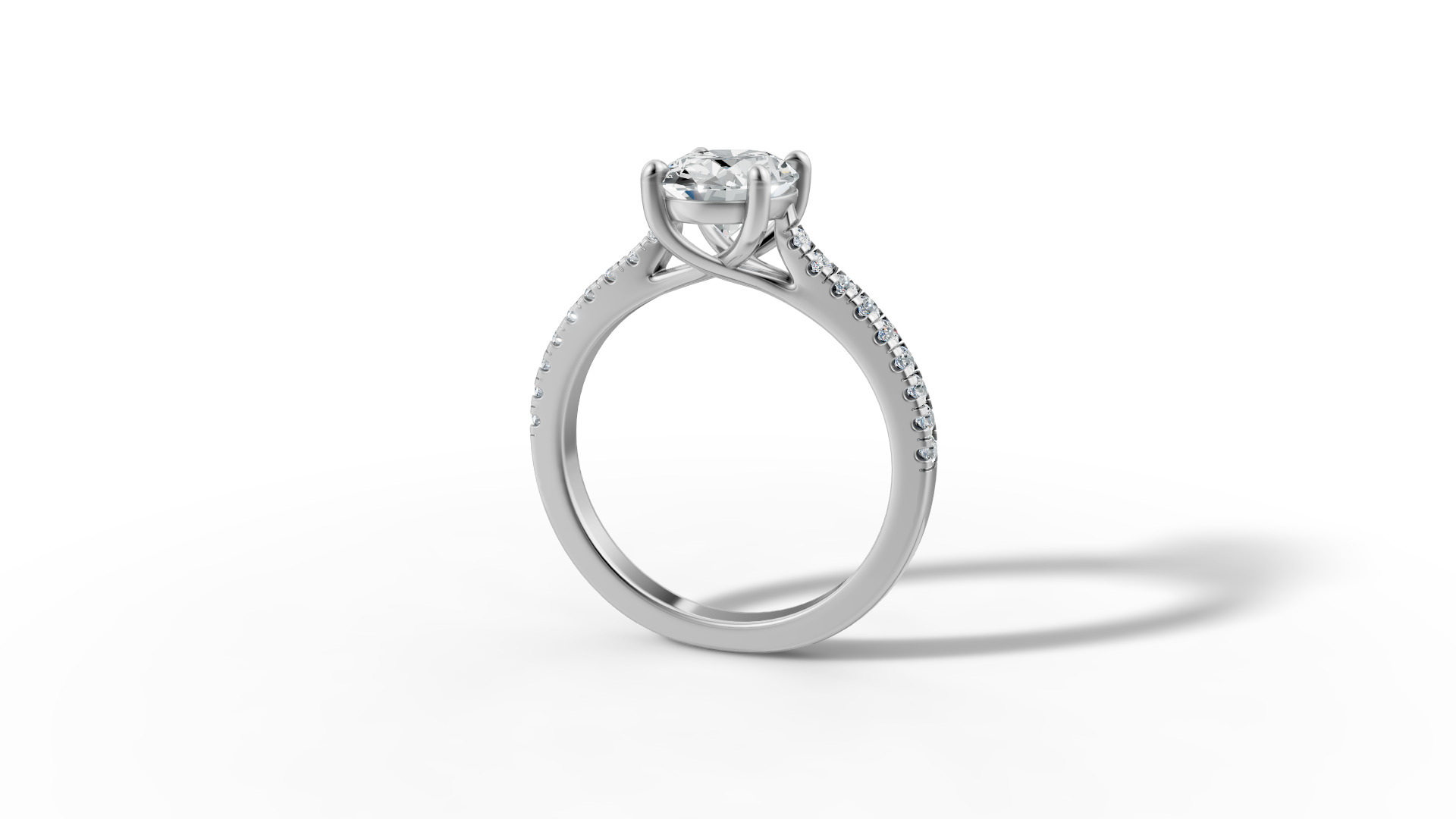 9x7 Oval Stone Trellis Engagement Ring Pave Setting 3dmodel 3D print model_14