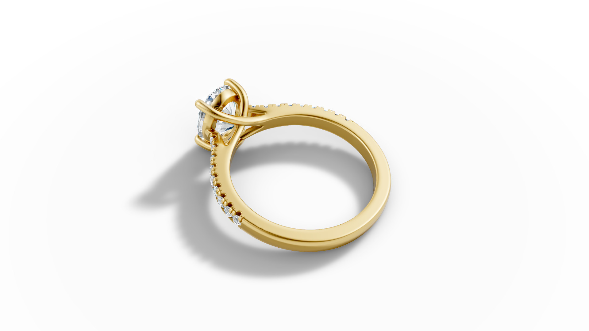 9x7 Oval Stone Trellis Engagement Ring Pave Setting 3dmodel 3D print model_16