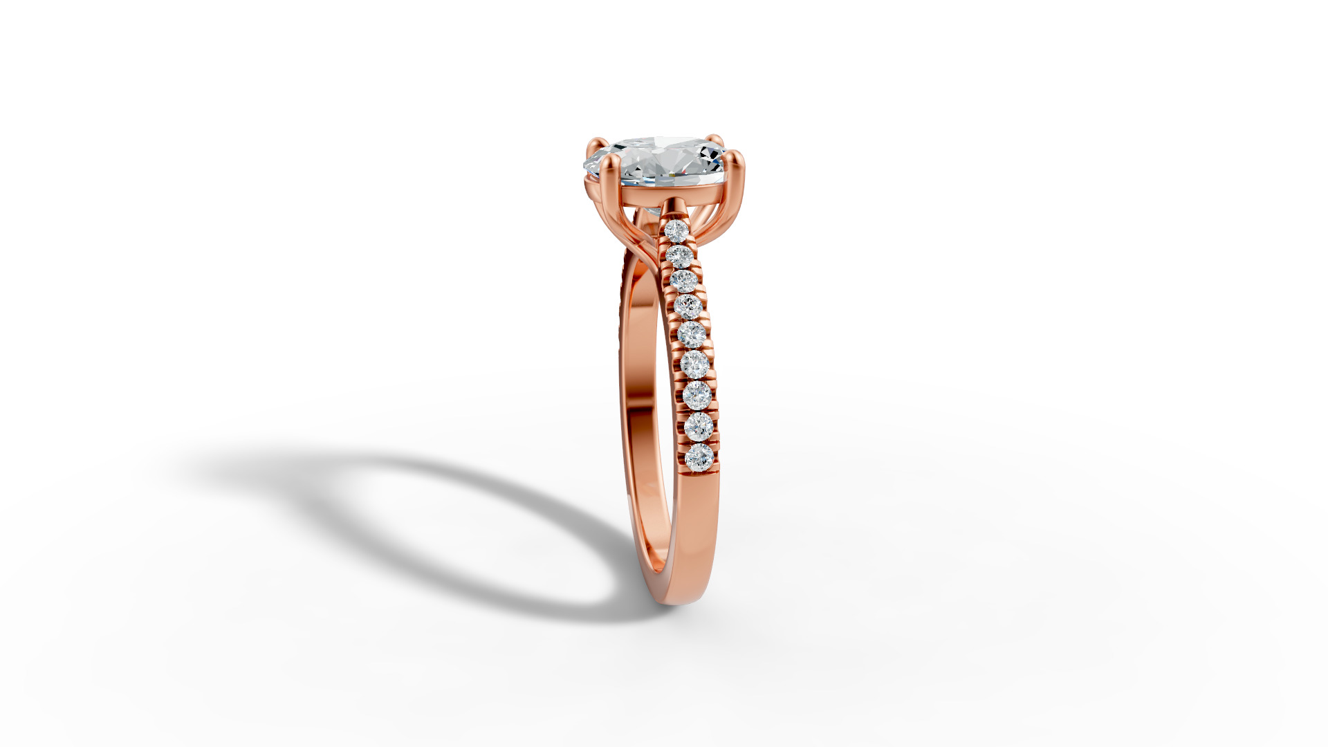 9x7 Oval Stone Trellis Engagement Ring Pave Setting 3dmodel 3D print model_18