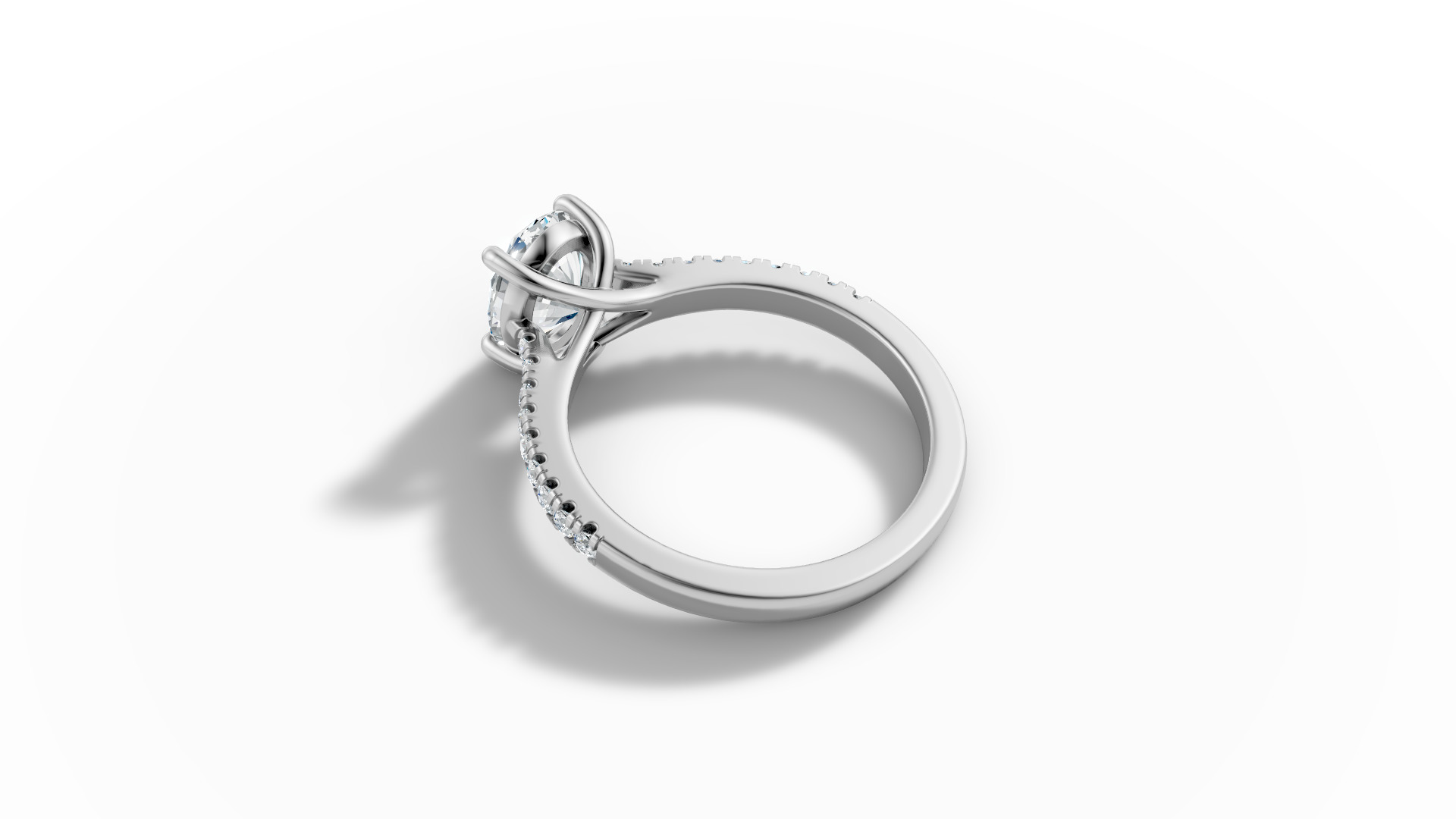 9x7 Oval Stone Trellis Engagement Ring Pave Setting 3dmodel 3D print model_17