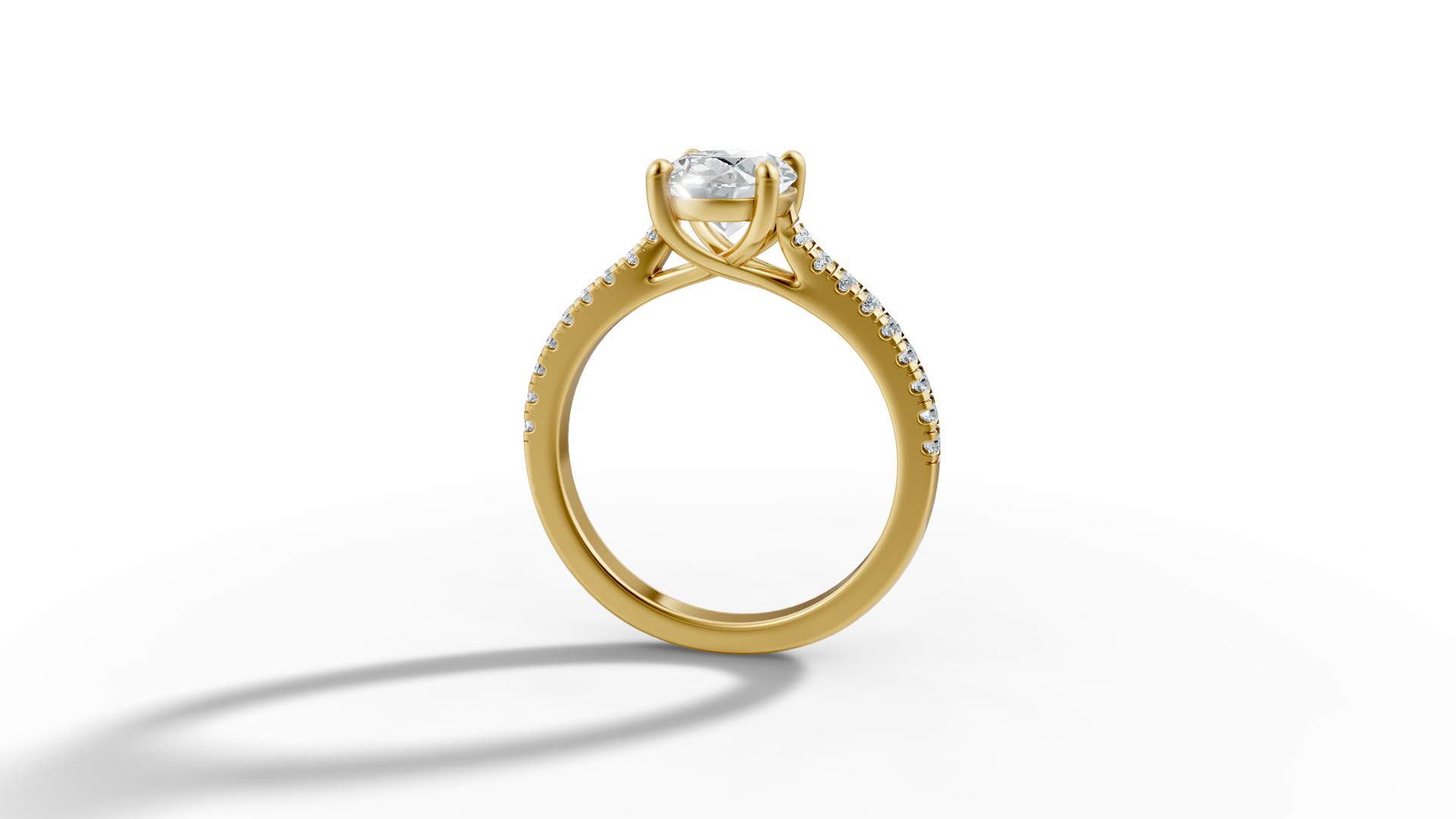 9x7 Oval Stone Trellis Engagement Ring Pave Setting 3dmodel 3D print model_34