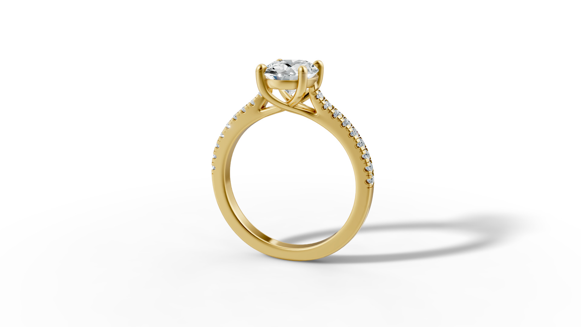 9x7 Oval Stone Trellis Engagement Ring Pave Setting 3dmodel 3D print model_13