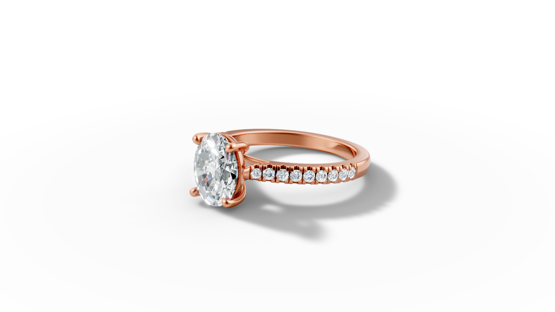 9x7 Oval Stone Trellis Engagement Ring Pave Setting 3dmodel 3D print model_27