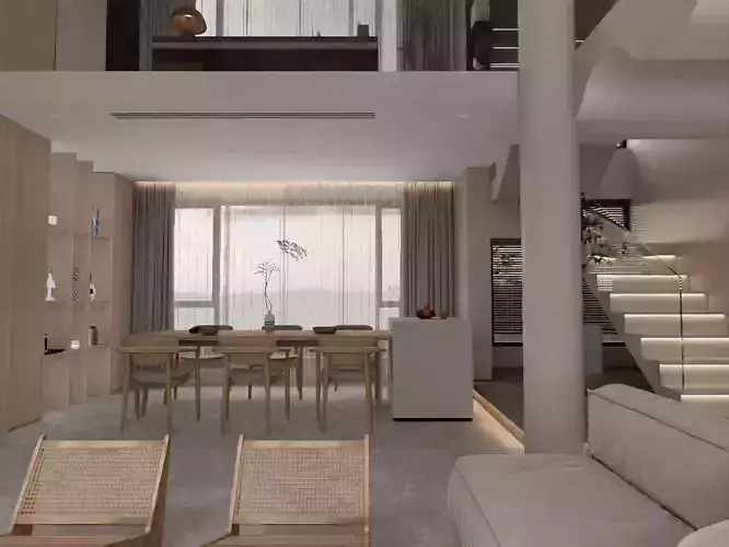 Quiet Villa Living Room 3D model