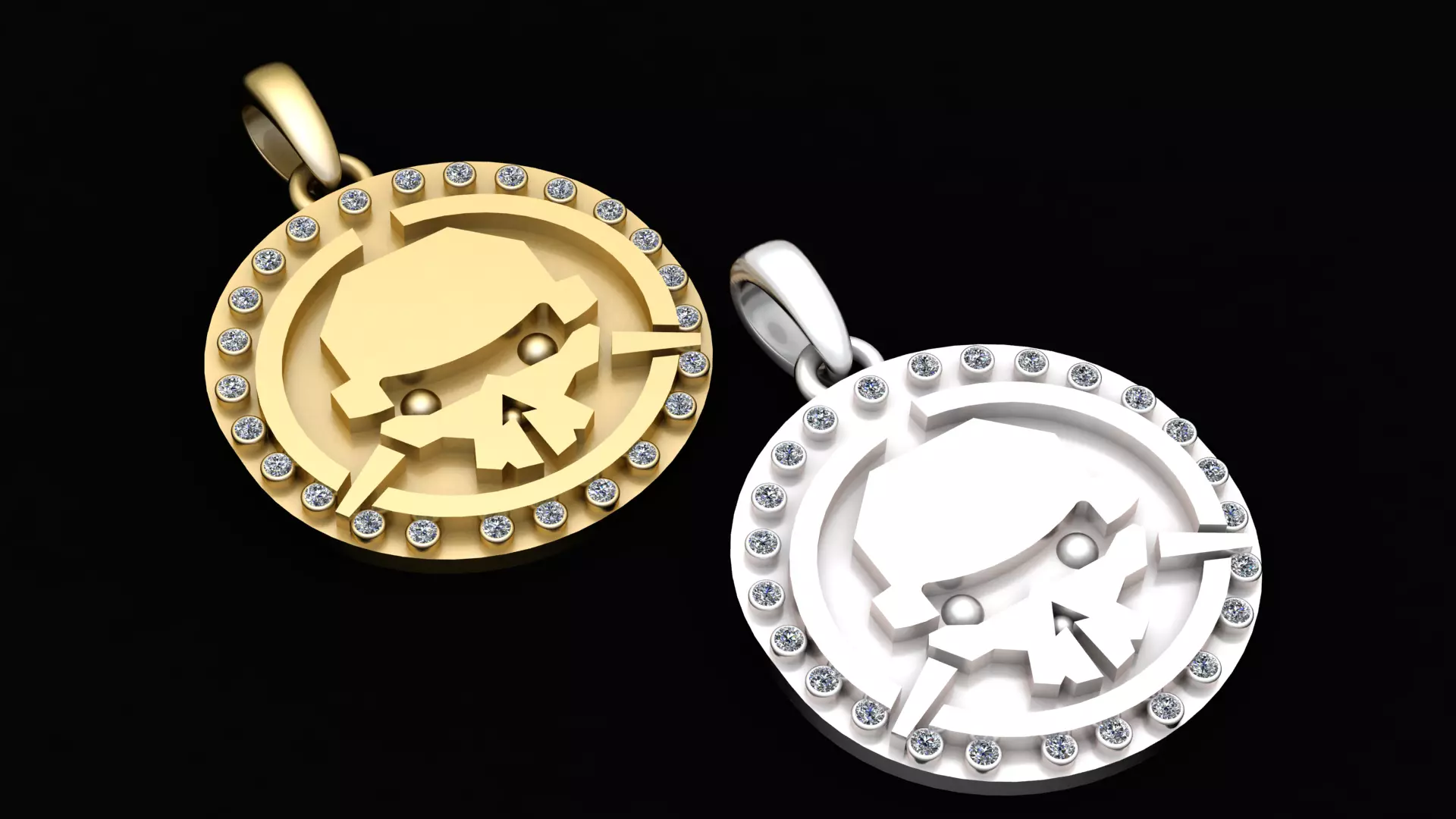 ROUND ROBBOT FACES PENDANT  3D print model_0