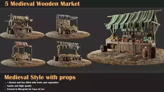5 Medieval Wooden Market