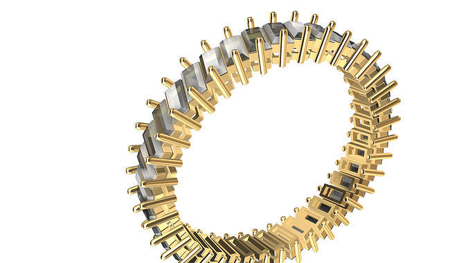 Baguette Slant Eternity Engagement Ring 3D print model