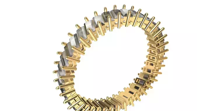 Baguette Slant Eternity Engagement Ring