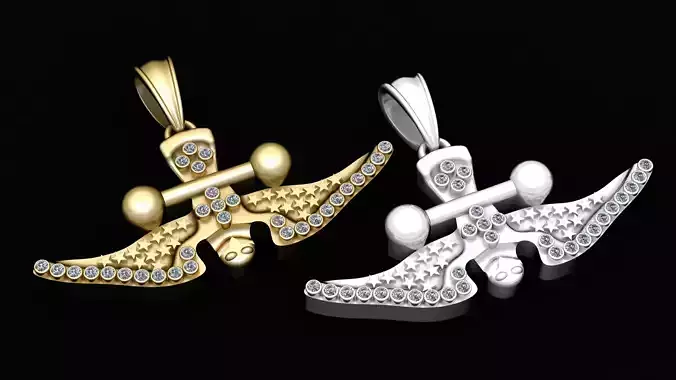  3D Gold Bird Pendant 3D Printable Model 