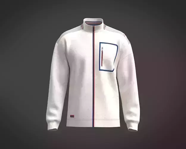 Mens turtleneck jacket with pocket piping and graphic