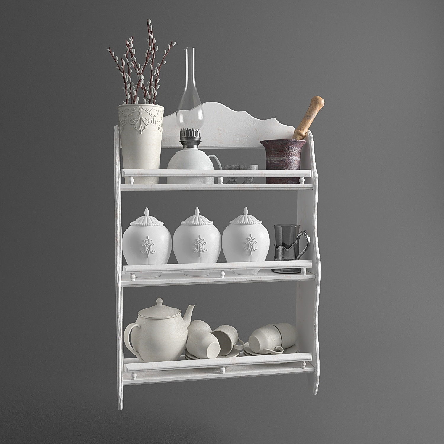 Shelf with provence decore 3D model_1