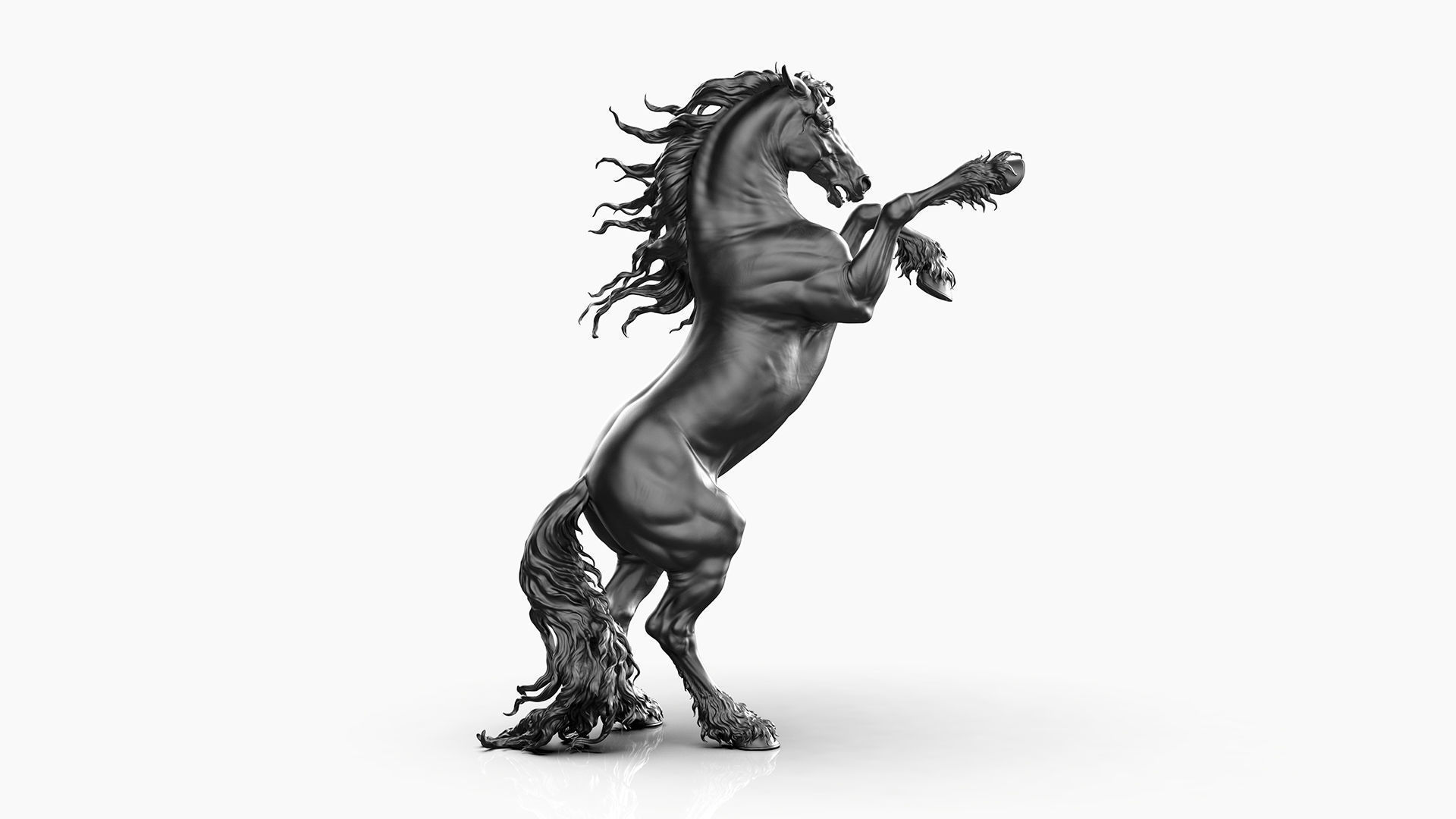 3 Friesian horses 3D Model Collection_2