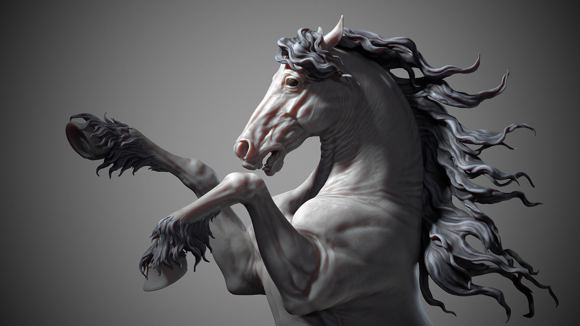 3 Friesian horses 3D Model Collection_5