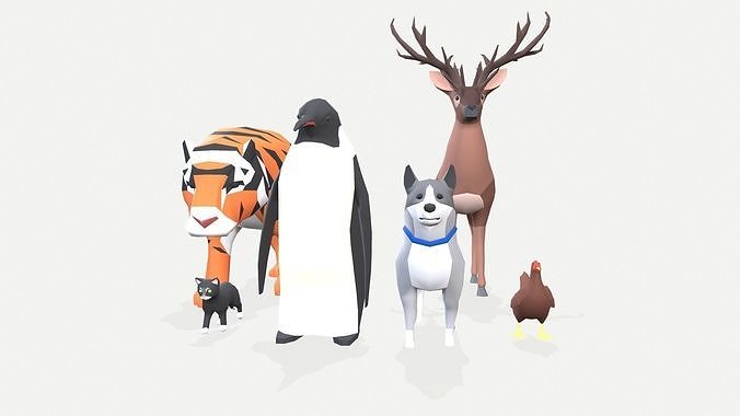 Animals Rigged Low Poly Low-poly 3D model