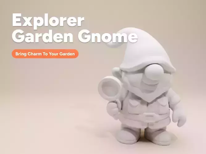 Young Explorer Garden Gnome Boy Figurine Whimsical Clay Style 3D print model