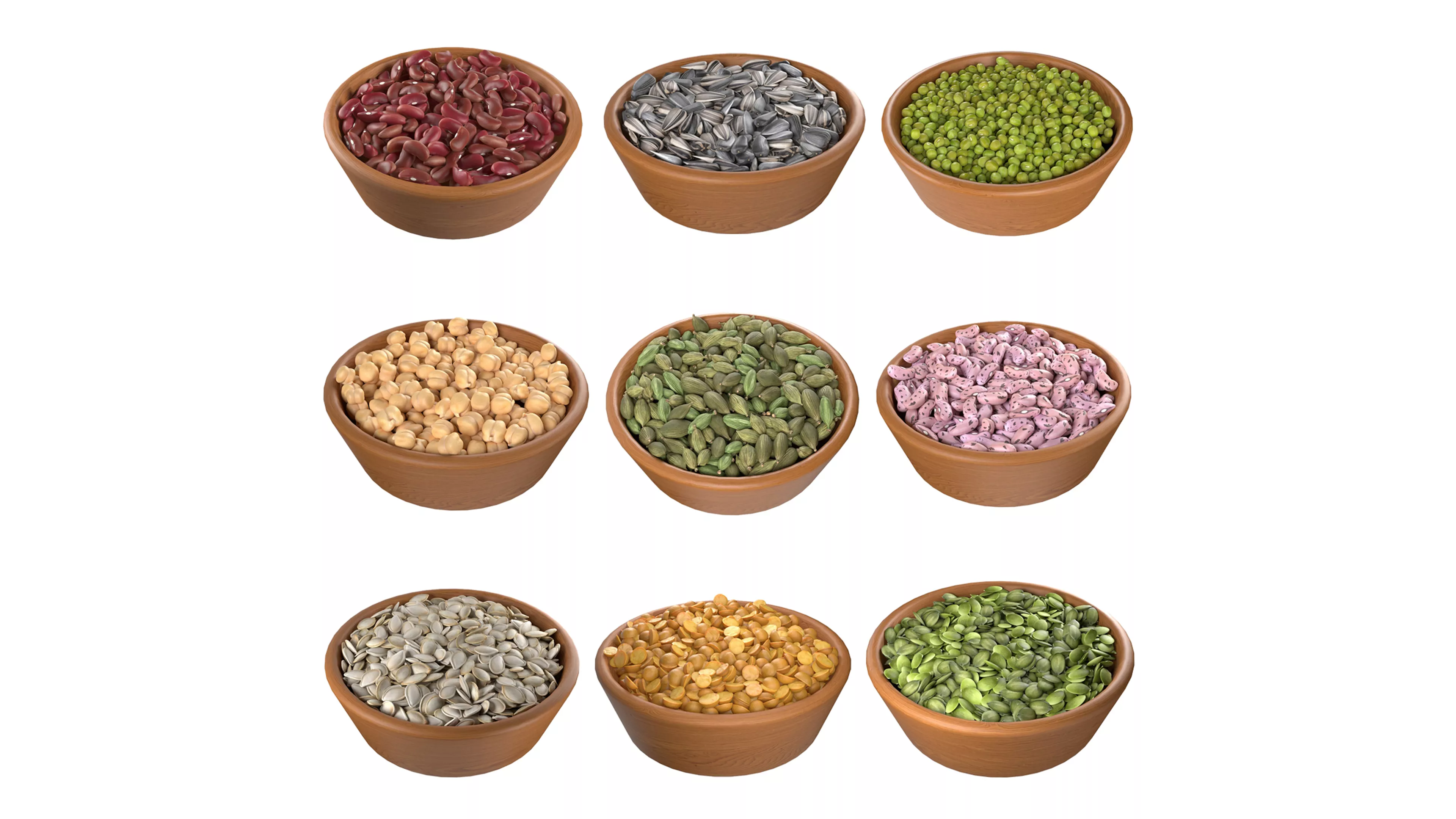 Bean and Seeds collection v1 Low-poly 3D model