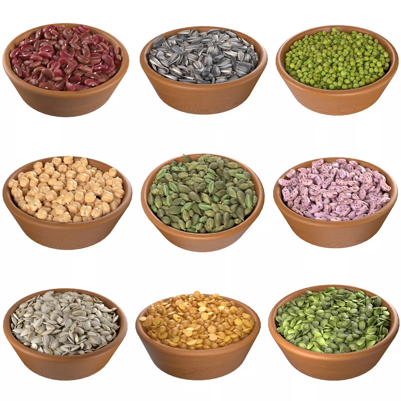 Bean and Seeds collection v1 Low-poly 3D model_0