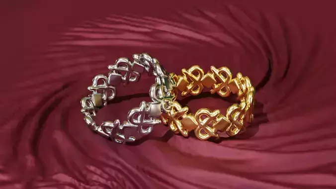 Womens rings - Geometric Hearts Minimal Gold ring Band STL