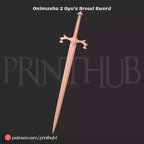 Oyu Broad Sword Onimusha 2 Warlord Replica 3D Print Cosplay Prop 3D print model
