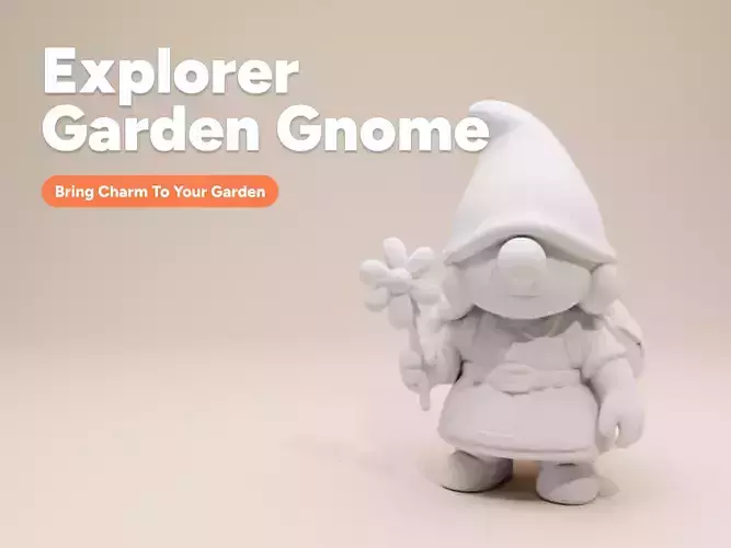 Young Explorer Garden Gnome Girl Figurine Whimsical Clay Style 3D print model