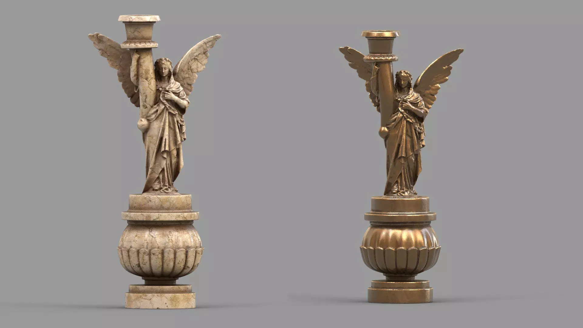 candle holder statue  3D model_0