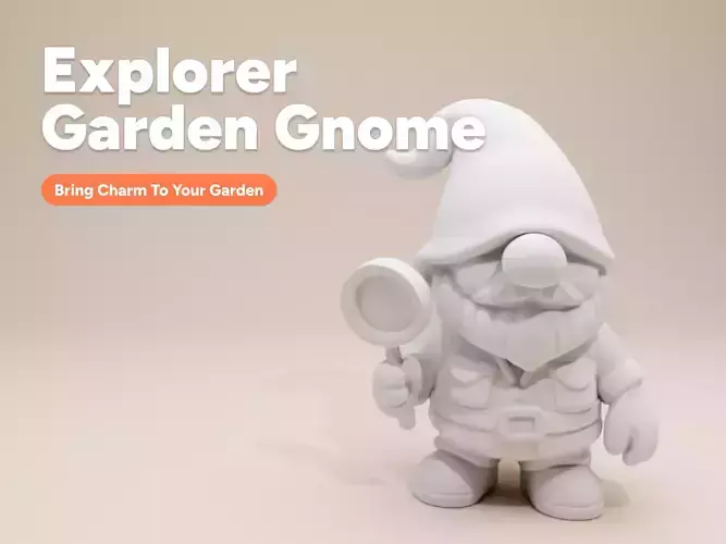 Elder Explorer Garden Gnome Figurine Whimsical Clay Style 3D print model