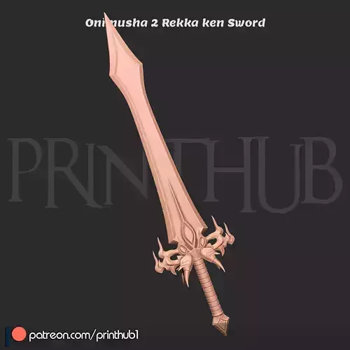 Onimusha 2 Rekka Ken Flame Sword 3D Print STL Cosplay Prop