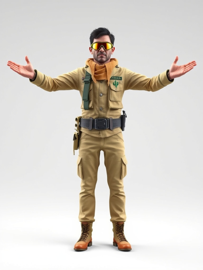 Desert Explorer Rigged and Animated D Character Model Low-poly 3D model_2