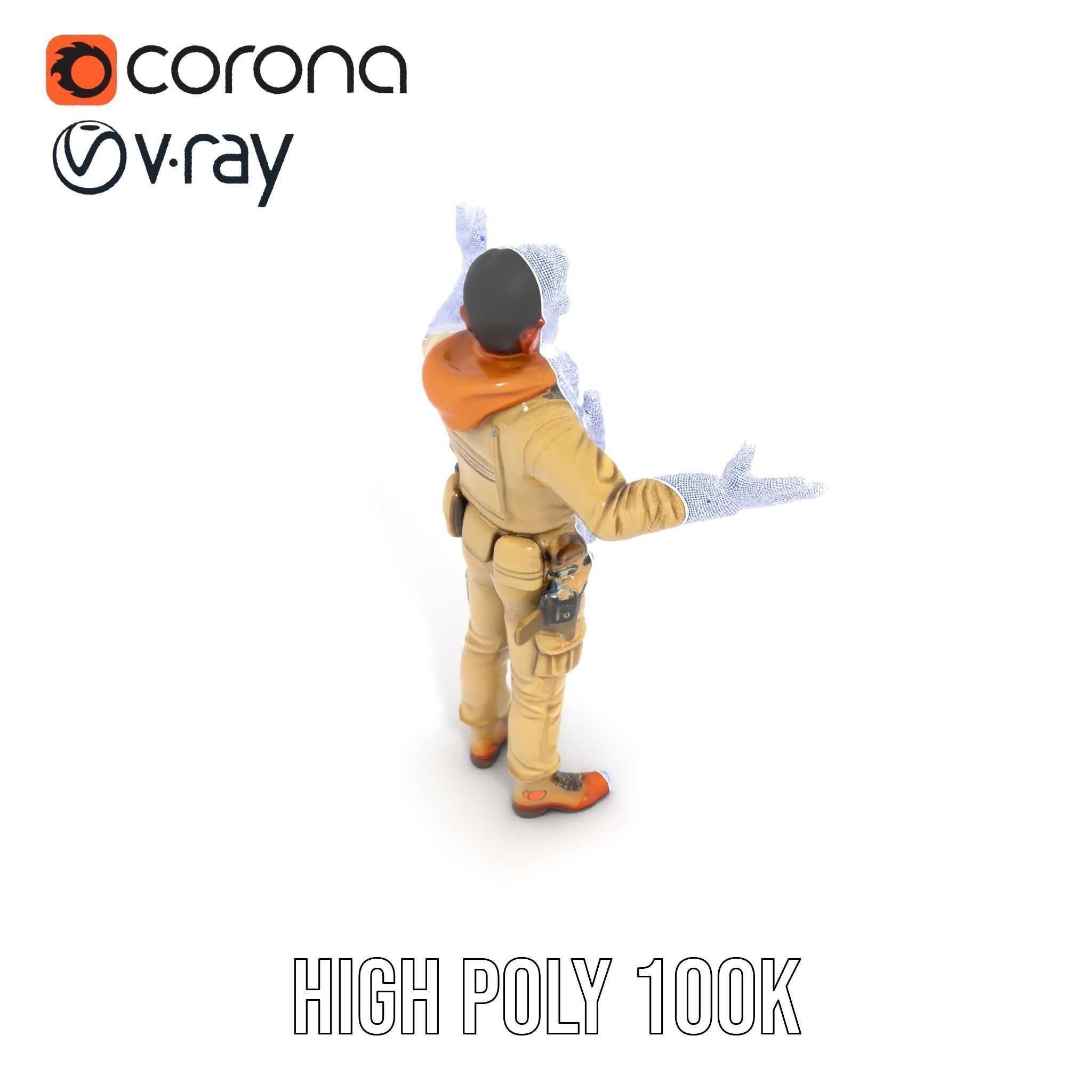 Desert Explorer Rigged and Animated D Character Model Low-poly 3D model_23